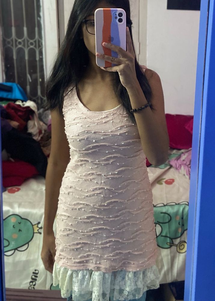 Pink Mini Dress with Lace