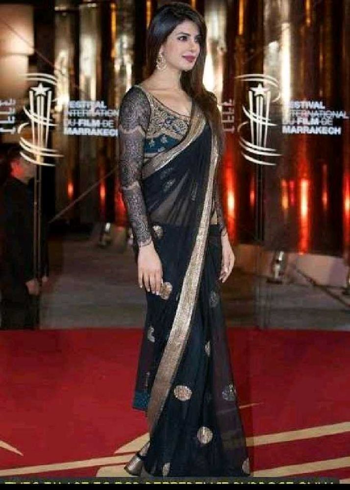 Elegant Black &amp; Gold Saree