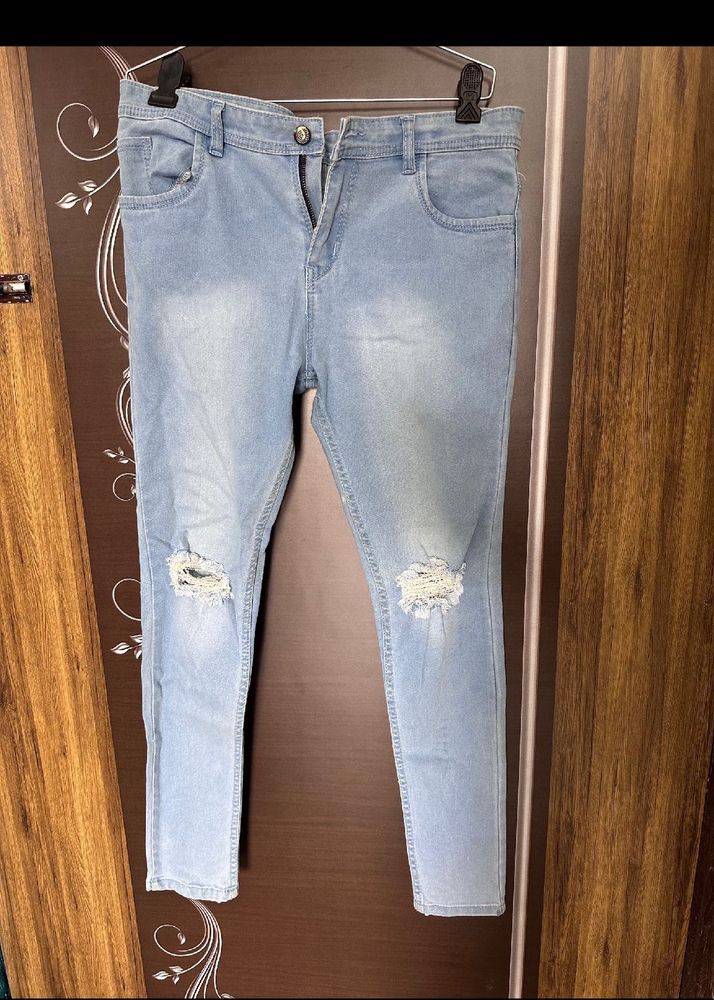 Faded Knee Slit Jeans
