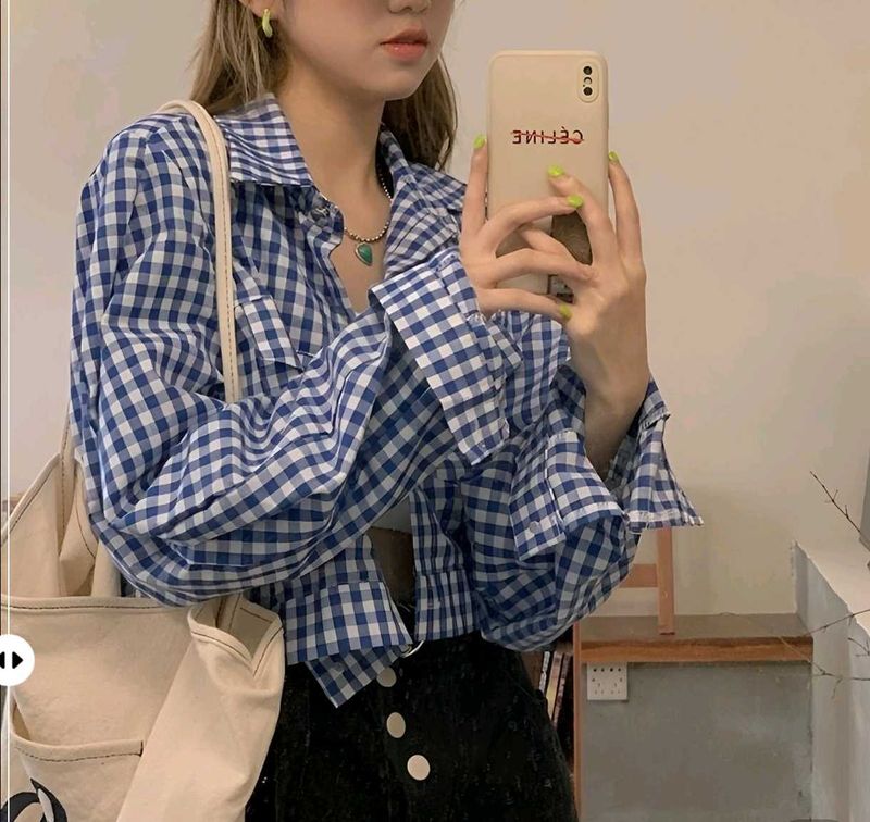 New with tag stripped korean boxy shirt