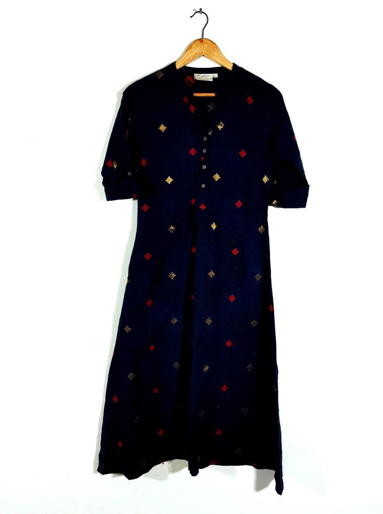 Navy Blue A Line Printed Kurta For Women&#39;s