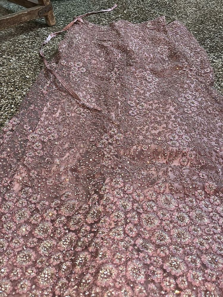Mauve Floral Sequin Fabric