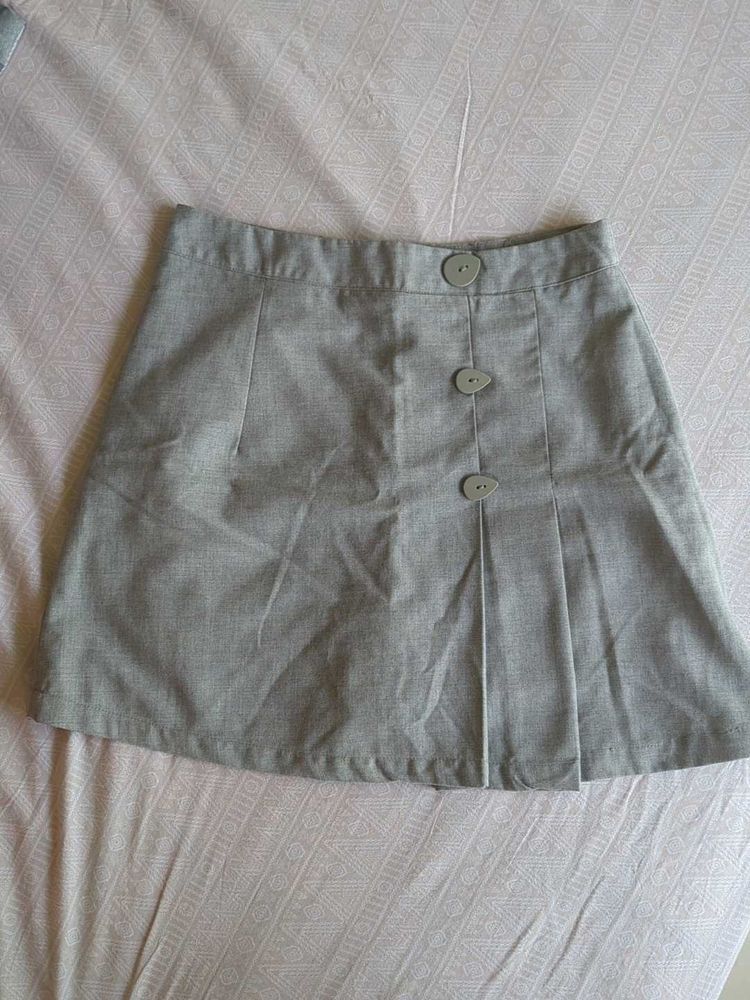 Gray Pleated Mini Skirt
