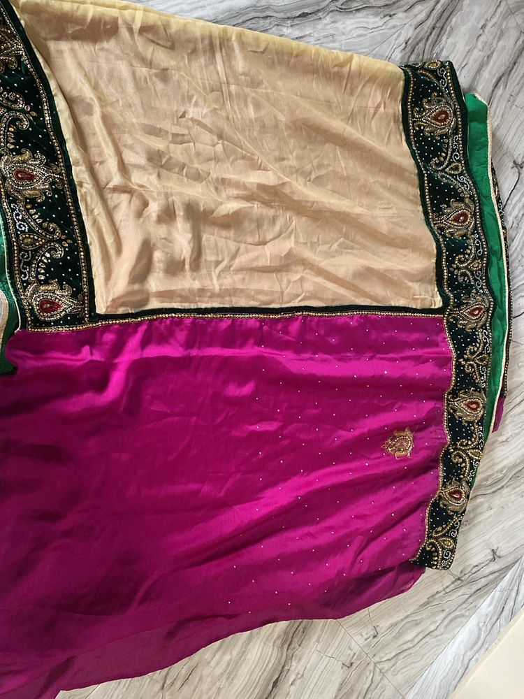 Wedding Heavy Kundan Work Saree.