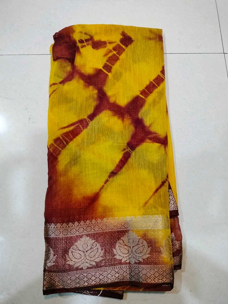 Yellow Tie-Dye Saree
