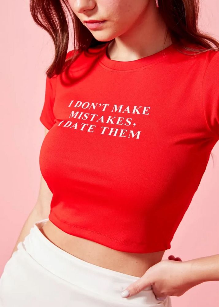Red Graphic Crop Top