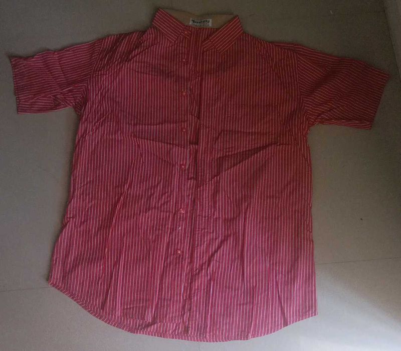 Red Striped Short Sleeve Shirt