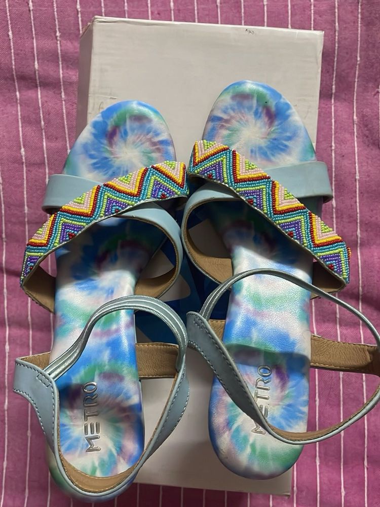 Tie-Dye Beaded Metro Sandals