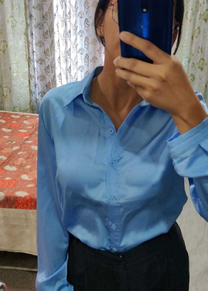 Blue PolySatin Shirt