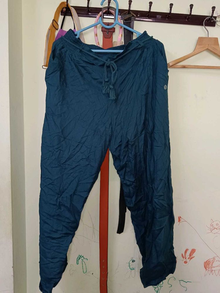 Teal drawstring women&#39;s pants