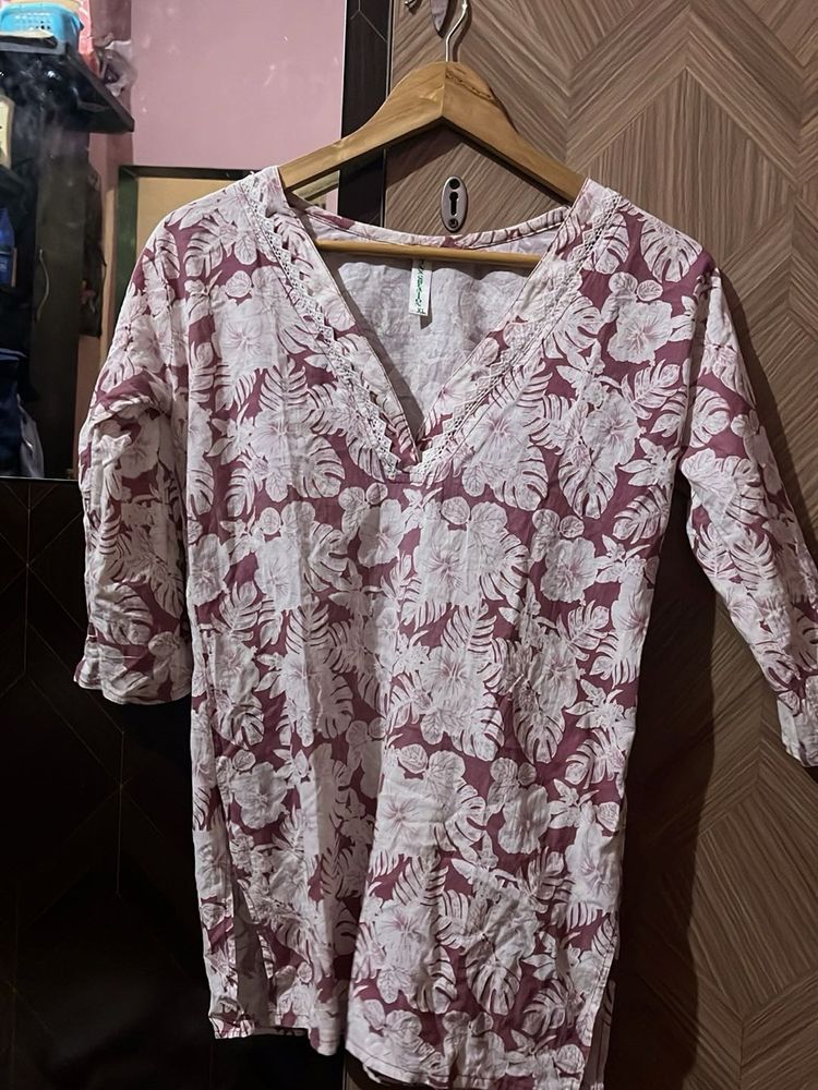 Floral Print Short Kurti