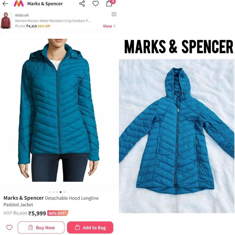 Marks &amp; Spencer Blue Padded Jacket