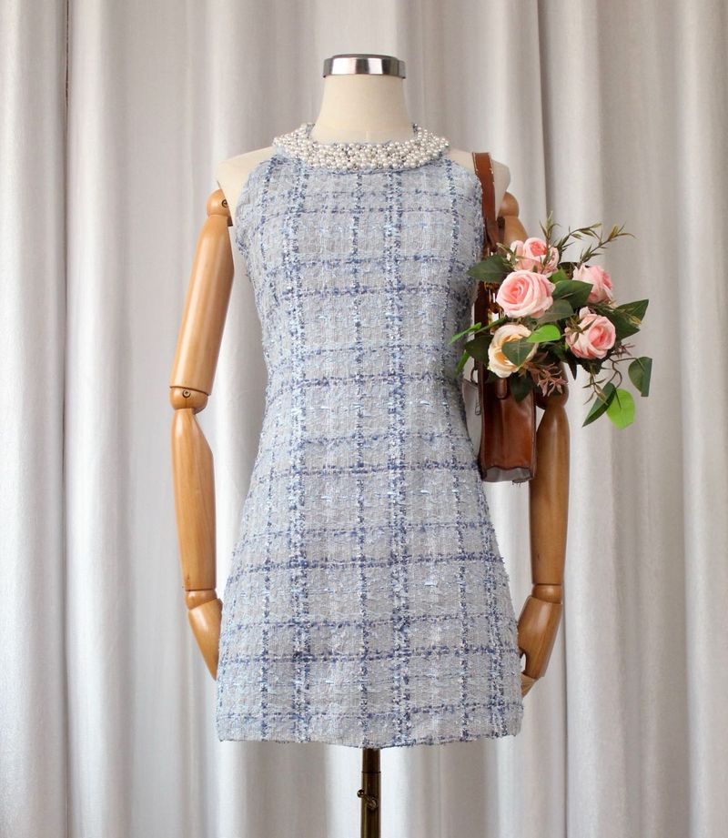 Chic Tweed Halter Dress