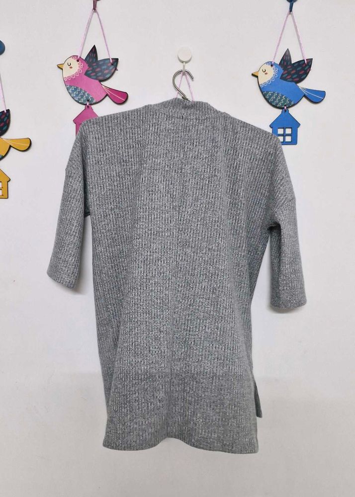 Grey Ribbed Knit Tunic