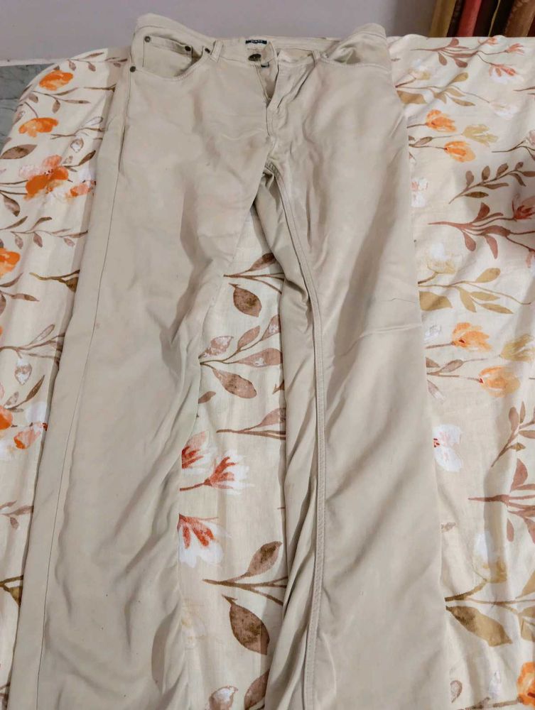 Beige Straight Leg Pants