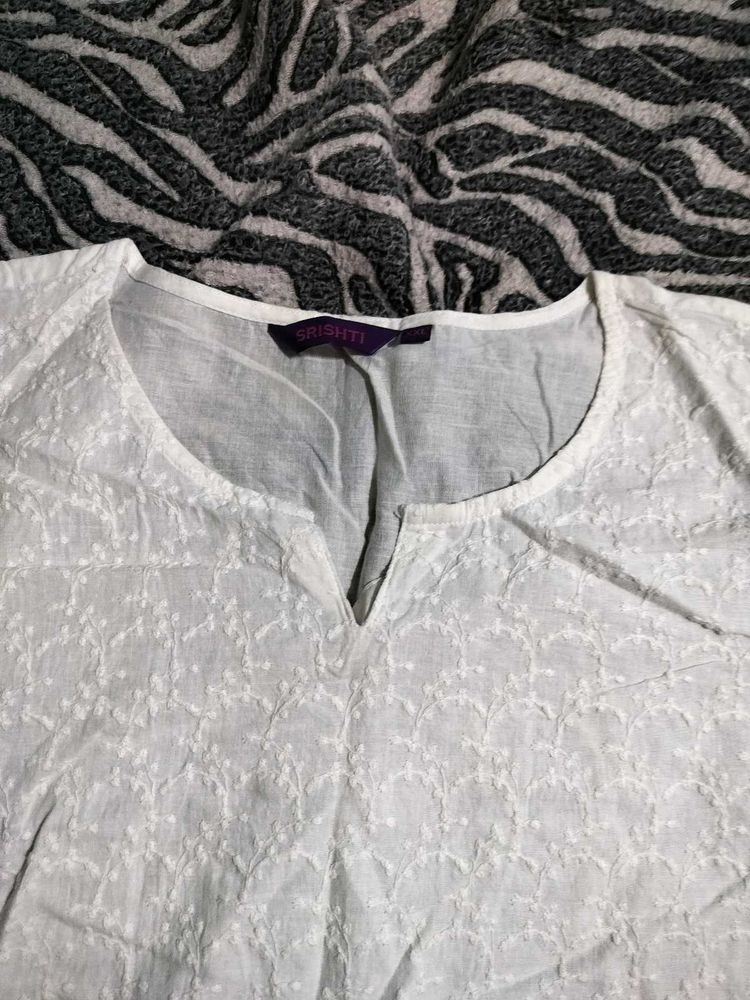 Srishti White Cotton Kurti