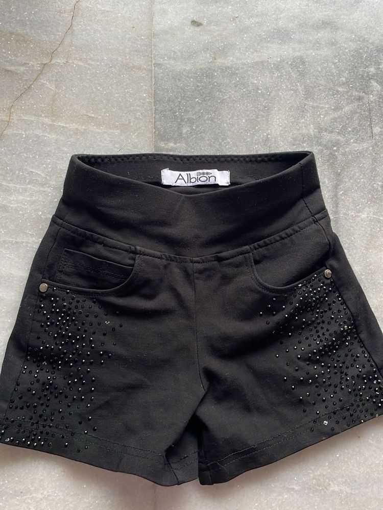 Albion Black Embellished Shorts