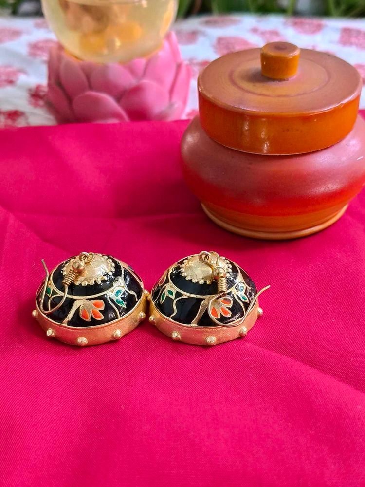 Voylla Cute Brass With Enamel Meenakari Jhumki