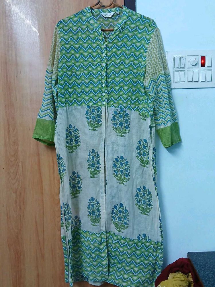 Green Printed Kurta