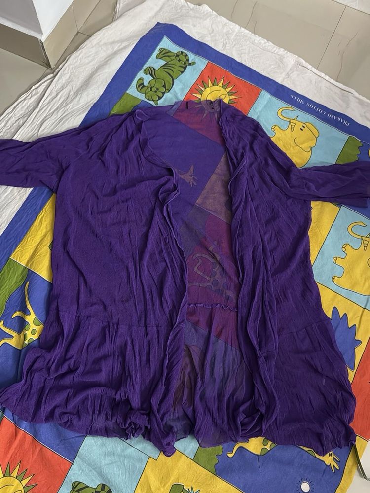 Purple Open Front Cardigan