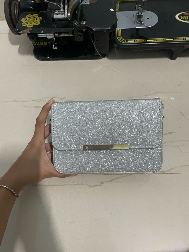 Silver Glitter Clutch