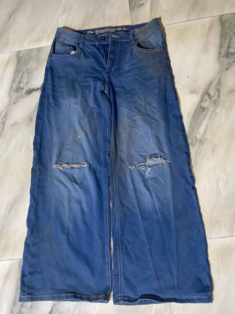 Ripped Wide Leg Jeans