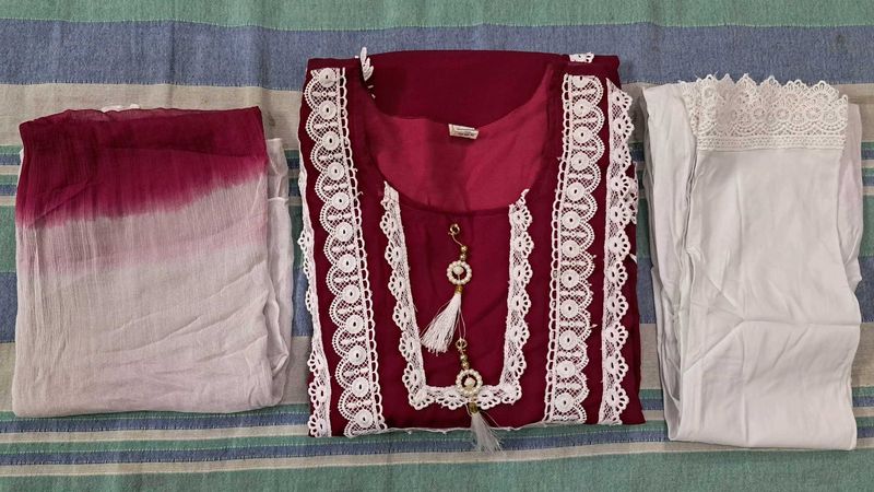 Maroon Kurta Set
