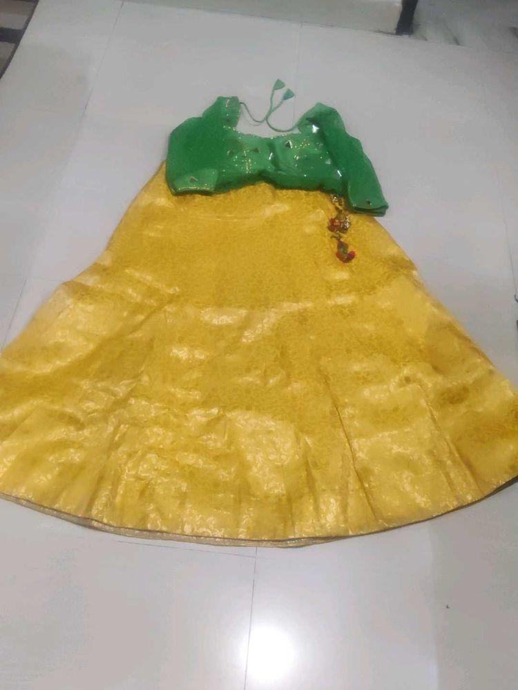 Yellow And Green Lehenga Choli