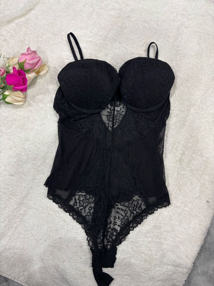 Black Lace Bustier Bodysuit