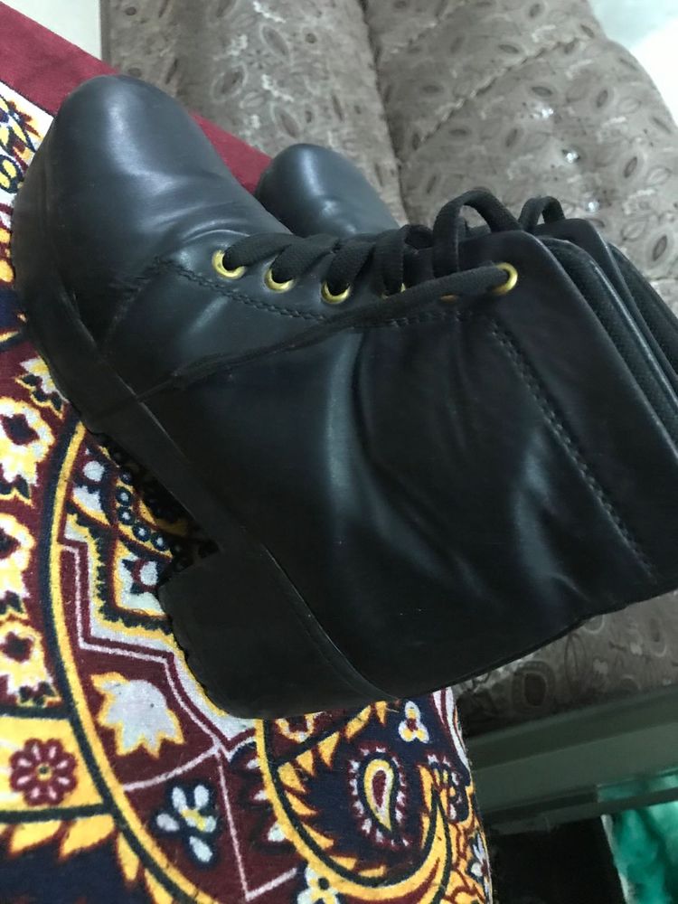 Black Leather Ankle Boots