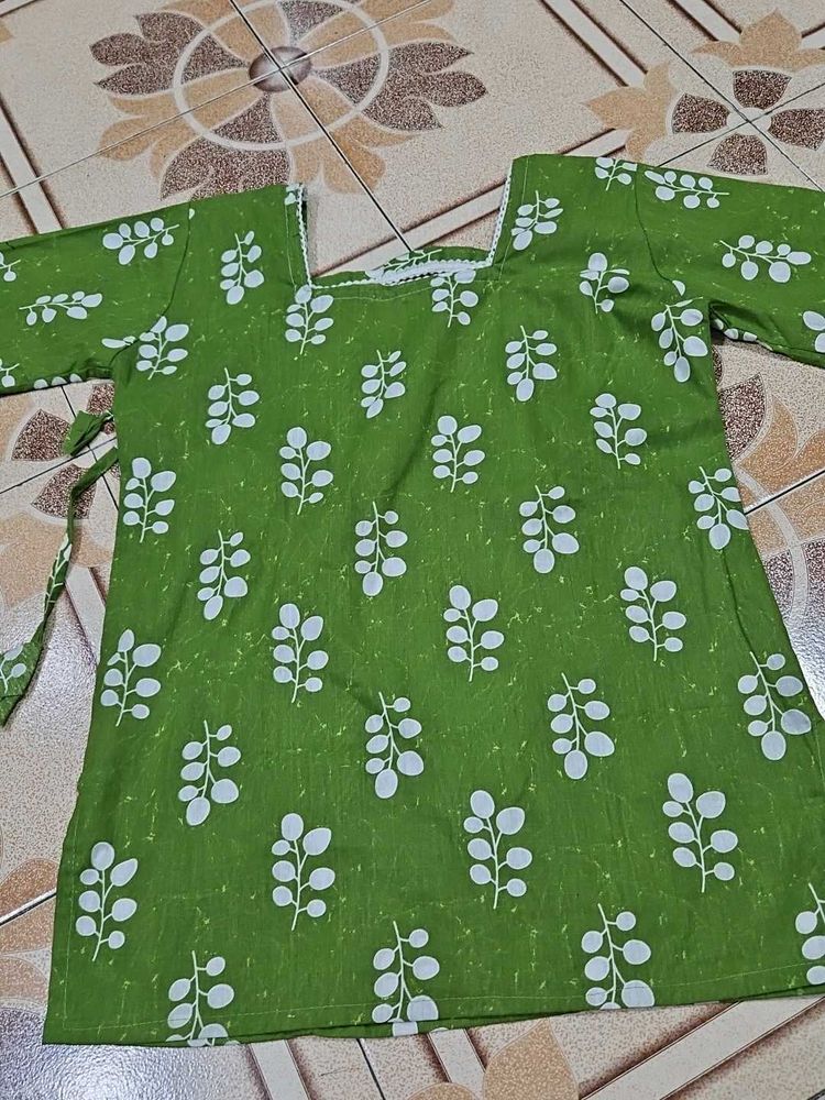 Green Floral Print Kurta