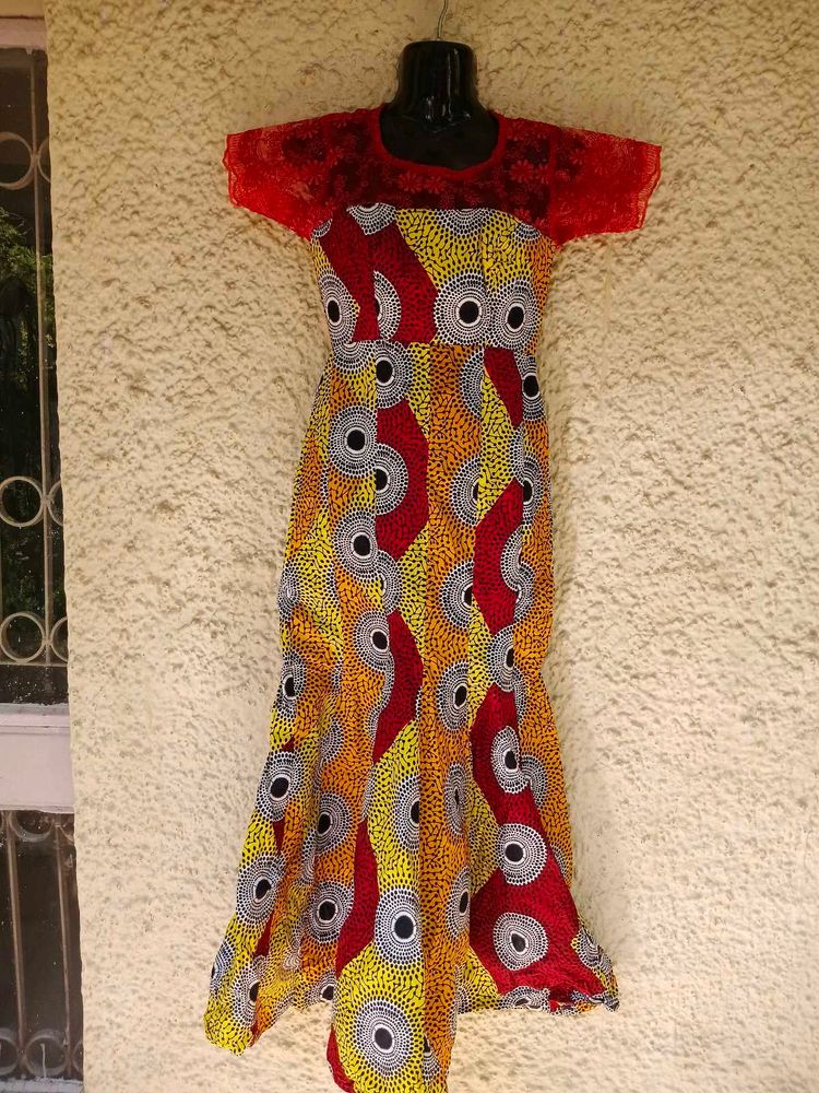 Red &amp; Yellow Patterned African style Dress