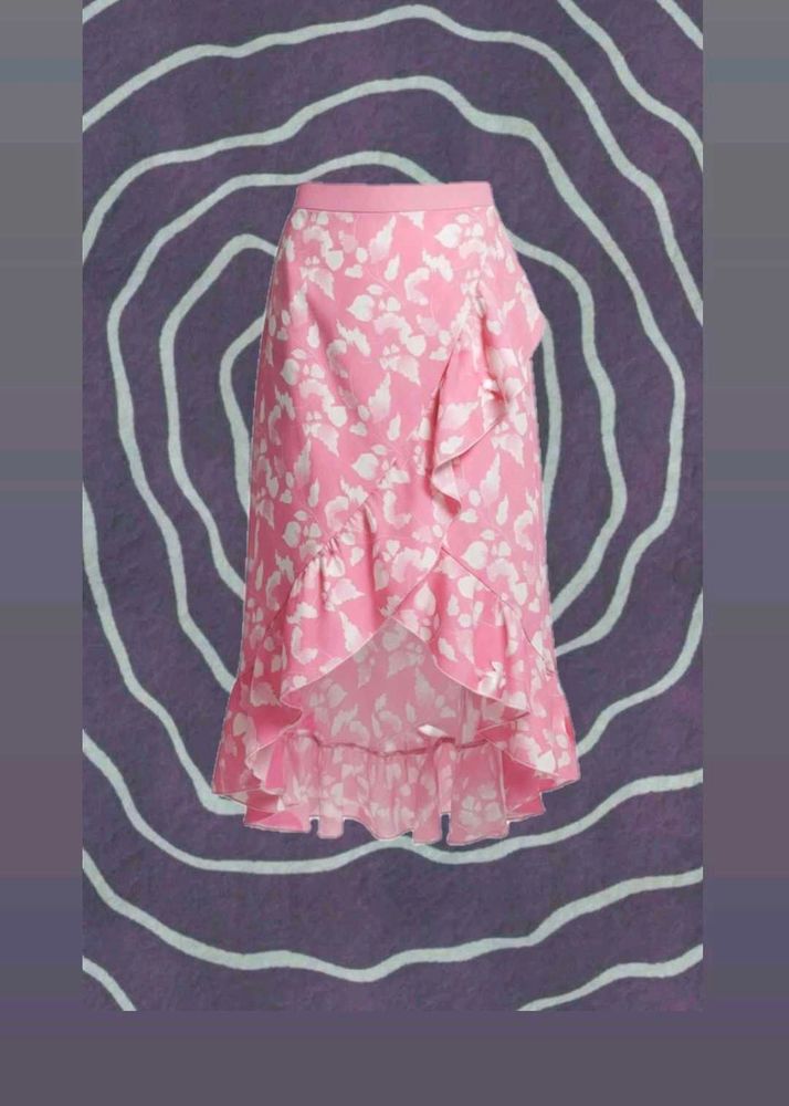 Pink Floral Ruffle Skirt