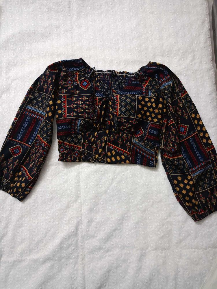 Padded Printed Crop Top
