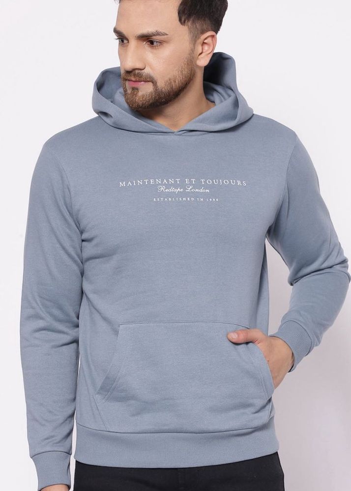 Red Tape Men Turquoise Blue Hooded Sweatshirt
