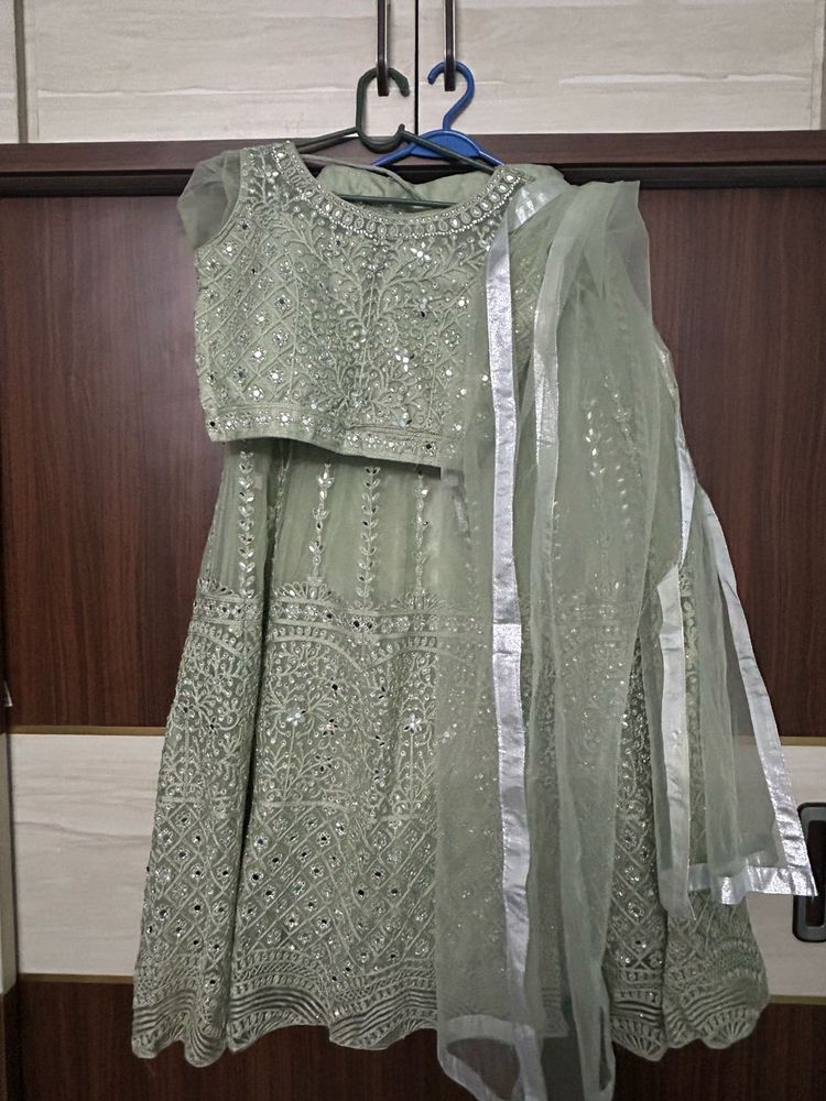 Sage Green Stunning Festive-Wear Lehenga 🧚🏻🥻