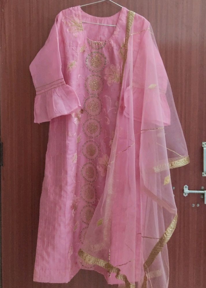 Pink Kurta Plazo Set (Women)
