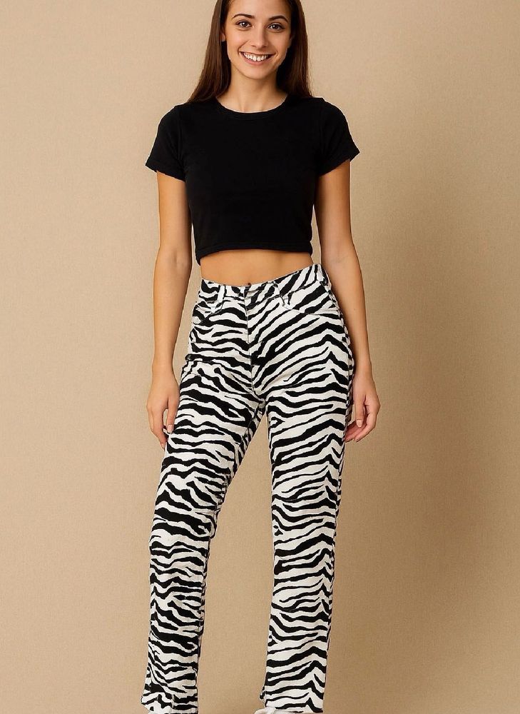 Mango Zebra Print Straight jeans