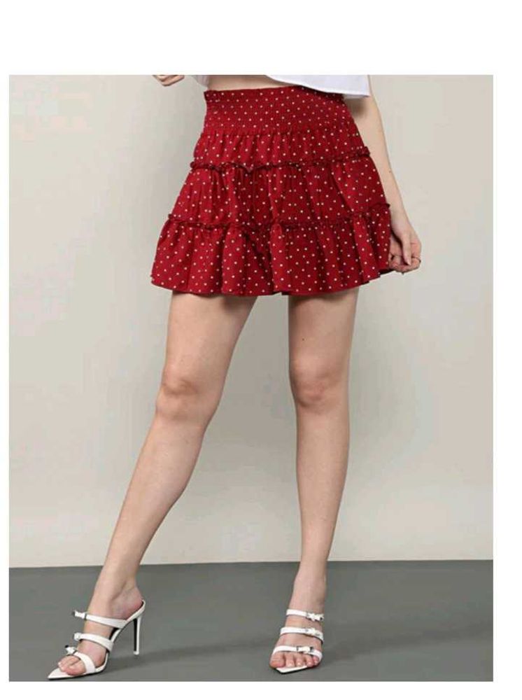Red Polka Dot Tiered Skirt