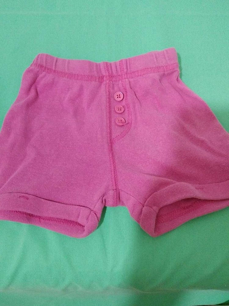 Pink Girls Button Shorts