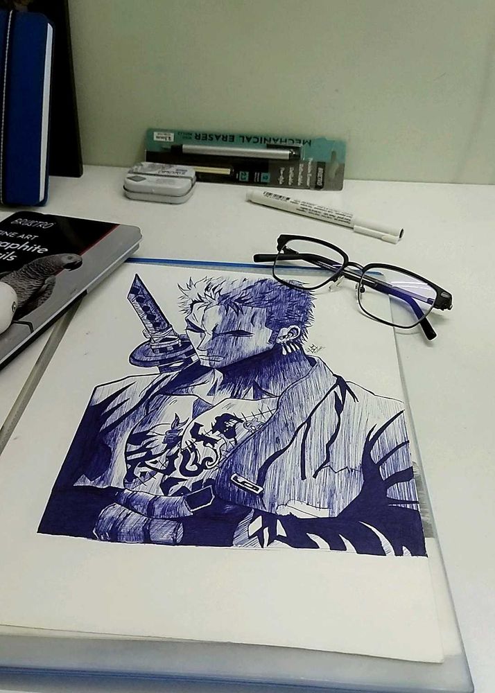 Zoro Ball Pen Sketch|| Anime Sketch|| One Piece||