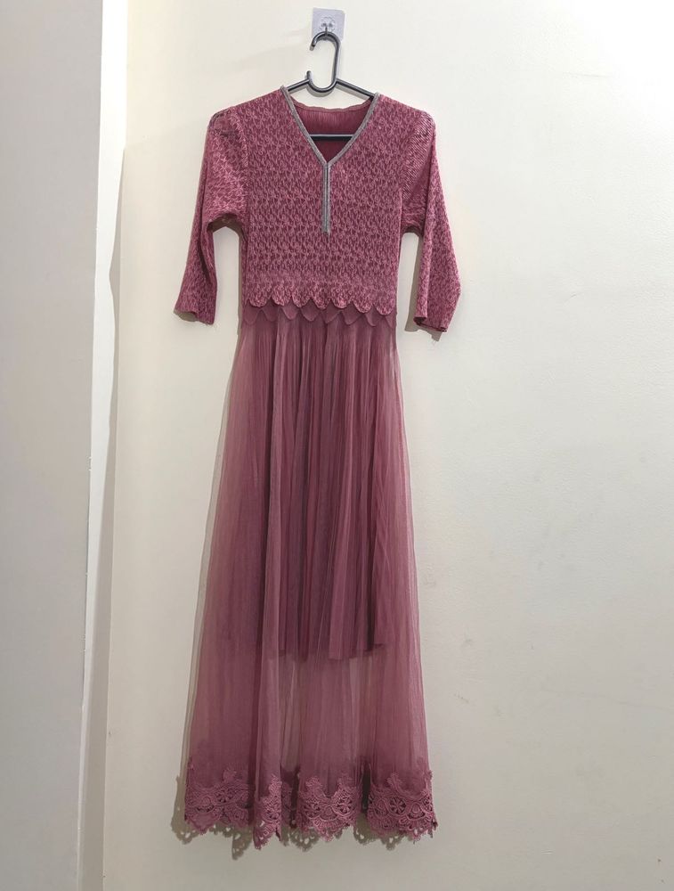 Korean Dusty Rose Tulle Dress