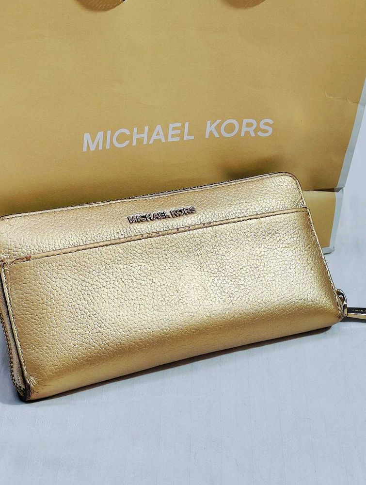 Michael Kors Pale Gold Continental Leather Wallet