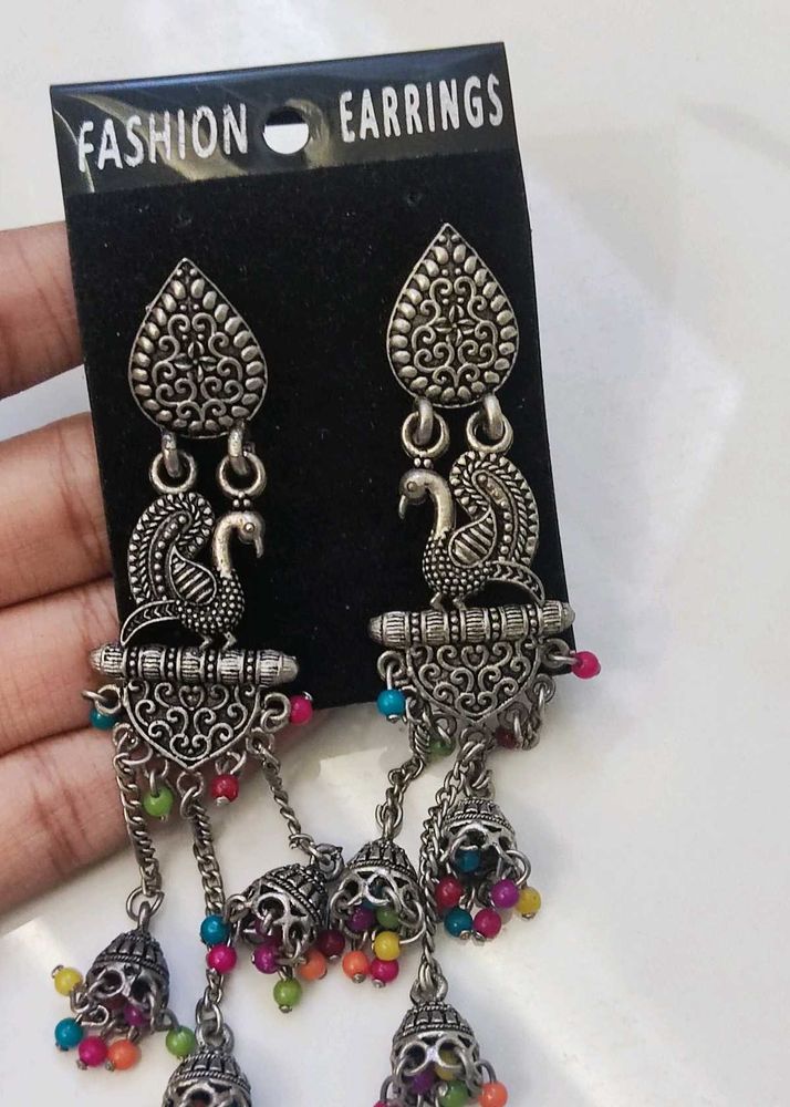 Peacock Jhumka Earrings