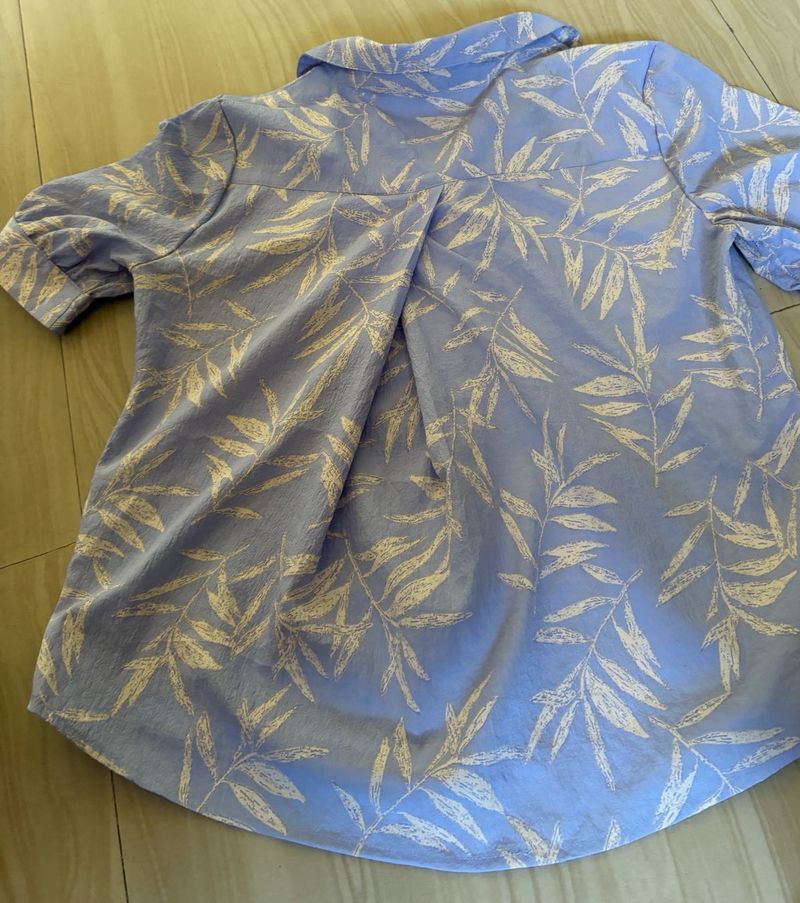 Leaf Print Button-Down Shirt