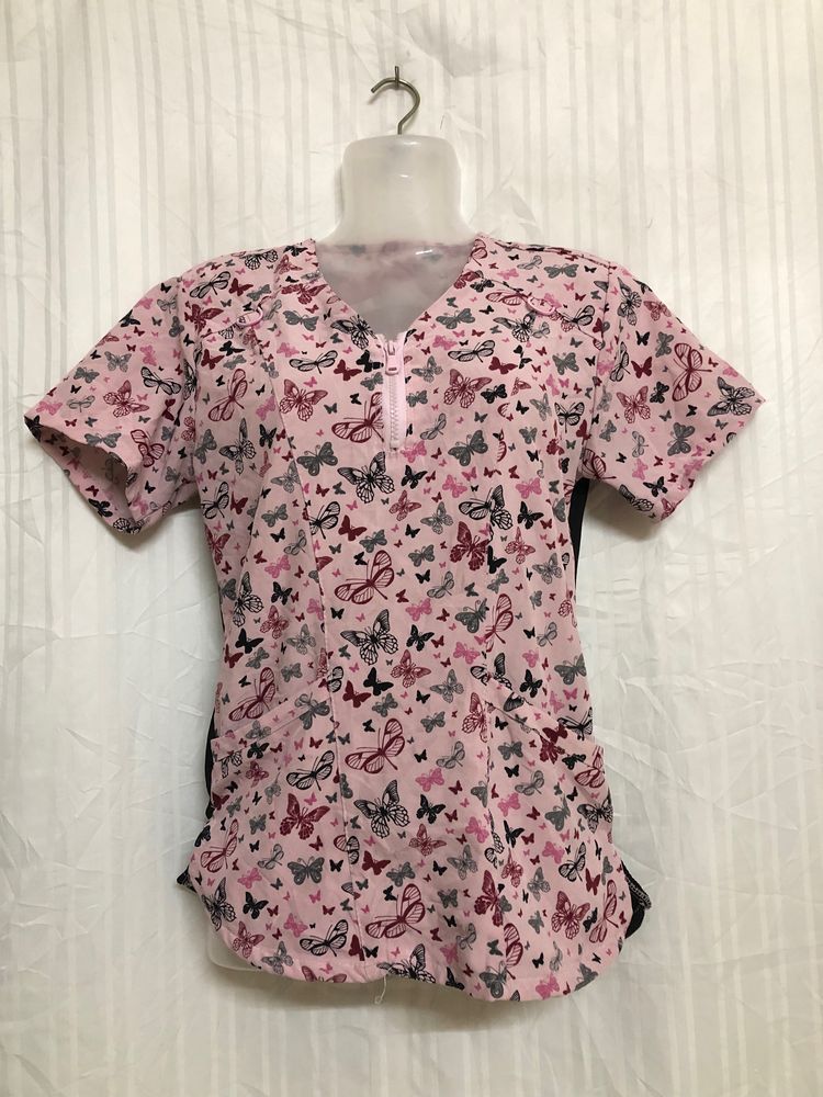 Pink Short Sleeve V Neck Top
