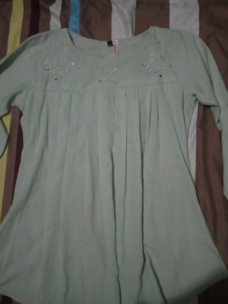 Elegant Green Embroidered Top