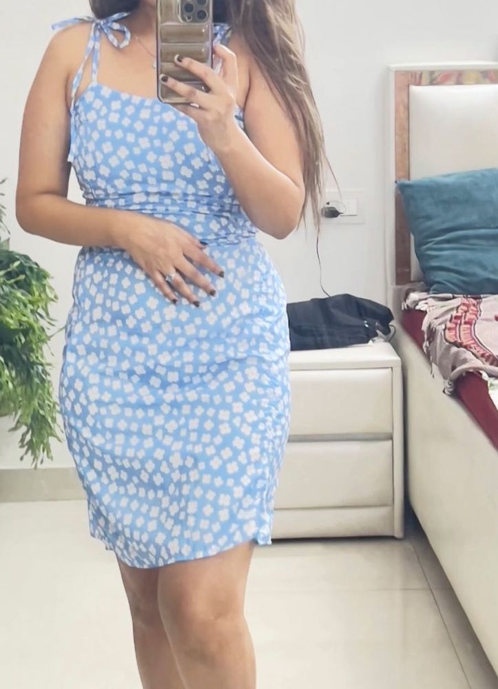 Blue Floral Mini Dress