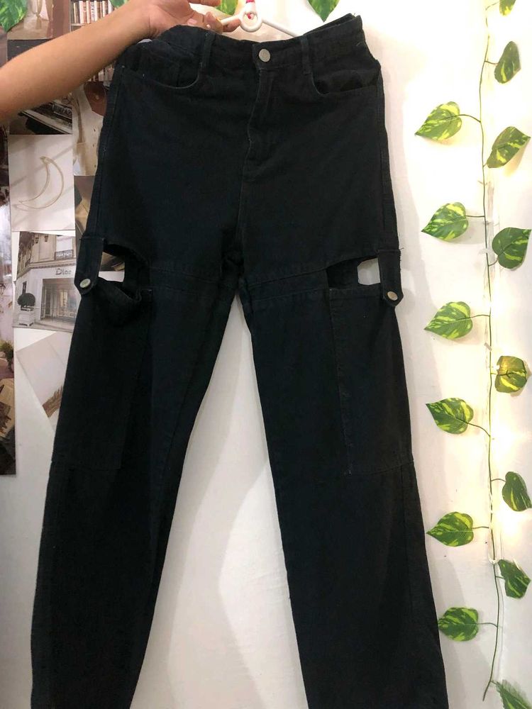 Straight Leg Cutout Jeans.