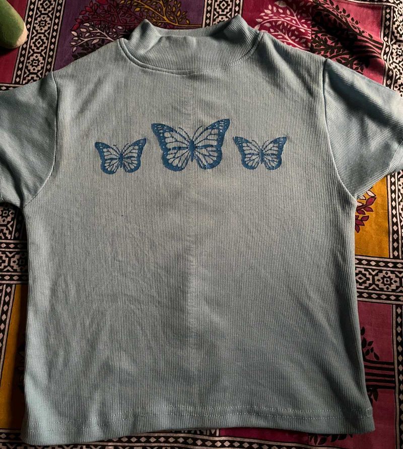 Butterfly Mock Neck Top